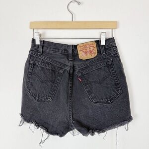 Vintage Levi’s High Rise Button Fly Faded Black Distressed Shorts made in USA